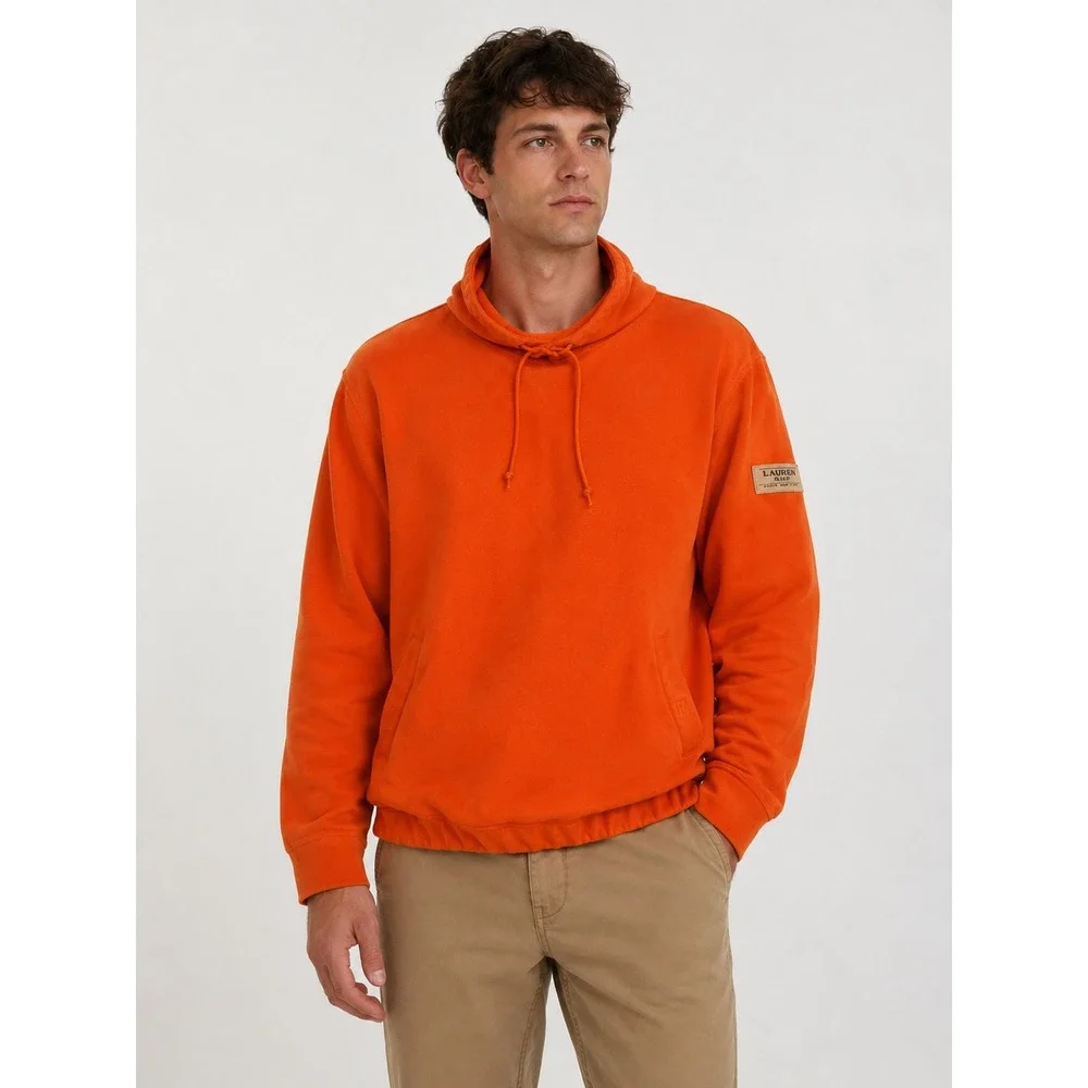 Lauren Ralph Lauren Orange Marine Supply Co RL/67 Cowl Neck Hoodie Mens Large